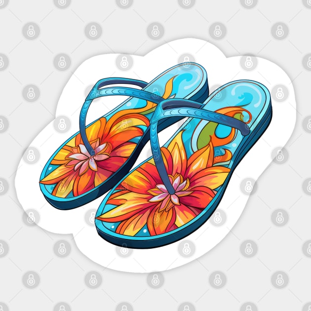 90s Retro Flip Flops Sticker by Chromatic Fusion Studio